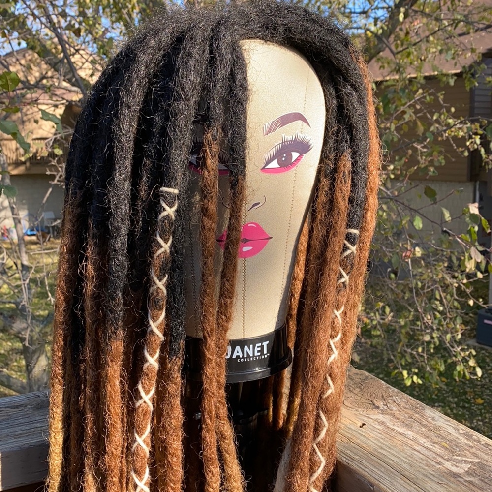 Beautiful hand made dreadlock Wig. Roughly 22 inches